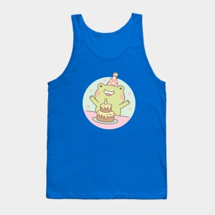 Cute Frog Birthday Party And Cake Tank Top